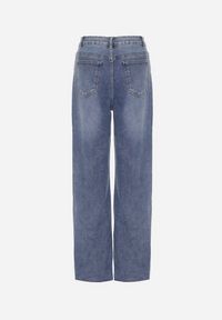 Born2be - Niebieskie Jeansy z Wiskozą z Wysokim Stanem i Szerokimi Nogawkami Isozela. Okazja: na spacer. Stan: podwyższony. Kolekcja: plus size. Kolor: niebieski. Styl: elegancki, klasyczny