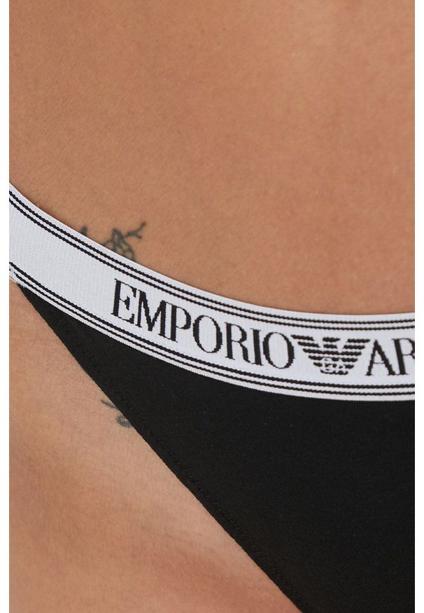 Emporio Armani Underwear stringi (2-pack) kolor czarny. Kolor: czarny. Materiał: materiał, dzianina. Wzór: melanż