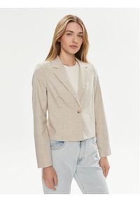 Vero Moda Marynarka Nancy 10304631 Beżowy Slim Fit. Kolor: beżowy. Materiał: syntetyk