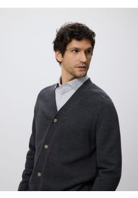 Reserved - Rozpinany kardigan - szary. Kolor: szary. Materiał: dzianina, bawełna #1