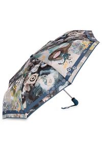 Granatowy Składany Parasol Damski Anekke. Kolor: niebieski. Materiał: tkanina #1