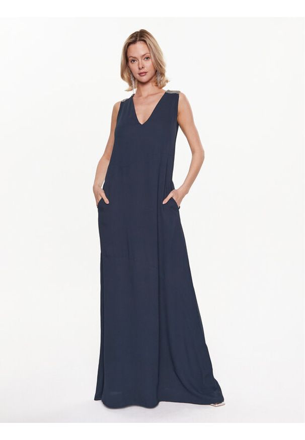 Fabiana Filippi Sukienka letnia ABD273W223 Granatowy Regular Fit. Kolor: niebieski. Materiał: wiskoza. Sezon: lato