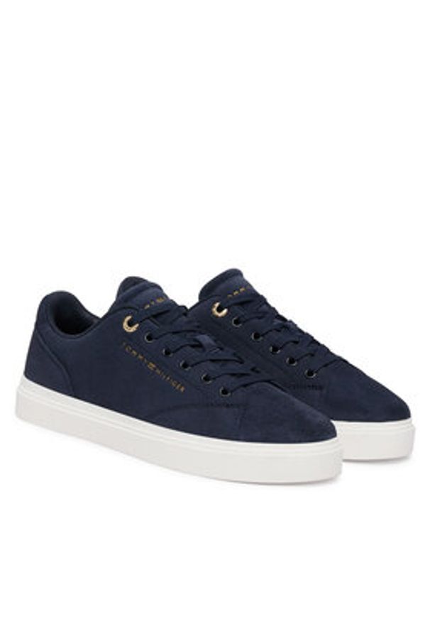 TOMMY HILFIGER - Tommy Hilfiger Sneakersy Logo Cupsole Trainers FW0FW09109 Granatowy. Kolor: niebieski. Materiał: zamsz, skóra
