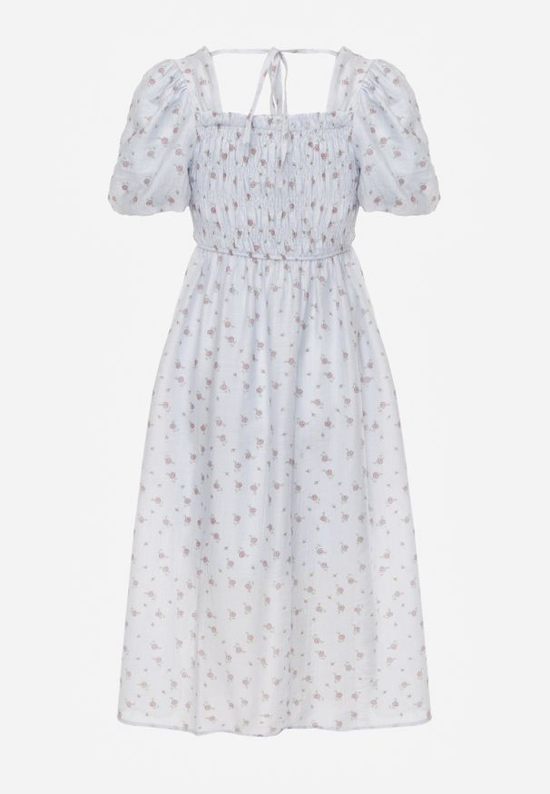 Renee - Niebieska Rozkloszowana Sukienka z Tencelu w Stylu Baby Doll w Kwiatowy Print Harele. Okazja: na co dzień. Kolor: niebieski. Wzór: nadruk, kwiaty. Typ sukienki: rozkloszowane. Materiał: poliester. Długość rękawa: krótki rękaw. Sezon: lato. Styl: casual. Długość: mini