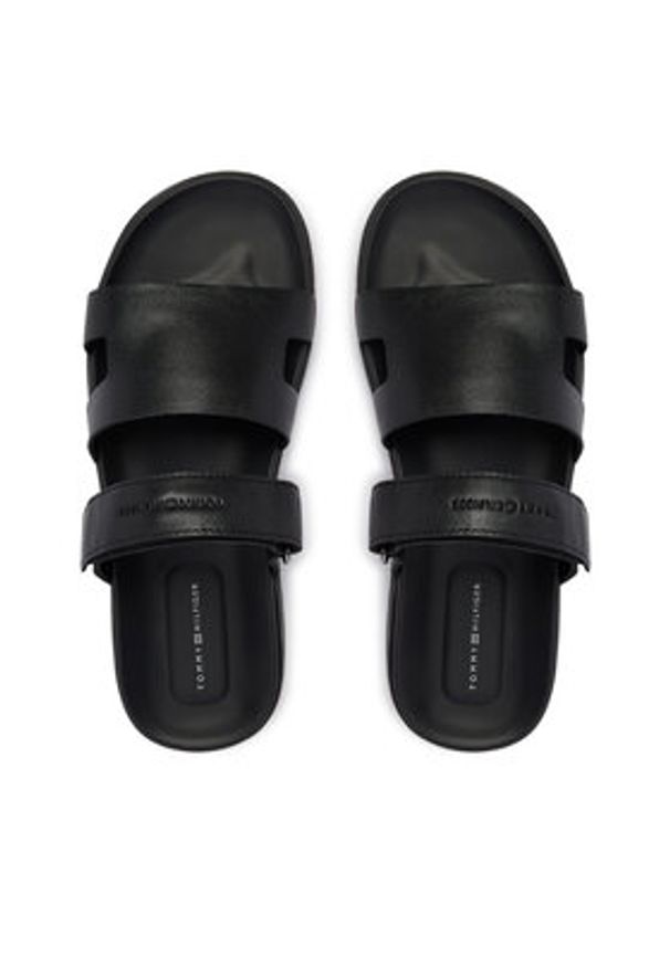 TOMMY HILFIGER - Tommy Hilfiger Klapki Adjustable Premium Lth Sandal FM0FM05773 Czarny. Kolor: czarny. Materiał: skóra