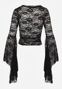 Renee - Czarna Bluzka z Koronki z Długimi Rozszerzanymi Rękawami Kielea. Okazja: na co dzień. Kolor: czarny. Materiał: koronka. Długość: długie. Wzór: koronka. Styl: casual, klasyczny #6