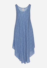 Born2be - Niebieska Rozkloszowana Sukienka z Bawełny w Abstrakcyjny Wzór Ronive. Okazja: na co dzień. Kolor: niebieski. Materiał: bawełna. Typ sukienki: rozkloszowane. Styl: elegancki, casual #5