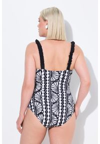 ULLA POPKEN - Damski Strój kąpielowy elastyczne ramiączka miękkie miseczki z recyklingu. Kolekcja: plus size. Kolor: czarny. Materiał: poliester, elastan, poliamid, materiał