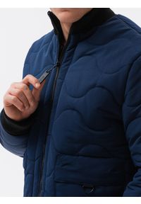 Ombre Clothing - Kurtka męska przejściowa C515 - granatowa - XL. Kolor: niebieski. Materiał: poliester. Styl: sportowy, elegancki, klasyczny