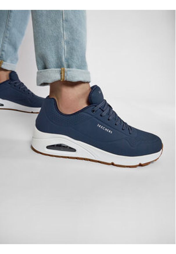 skechers - Skechers Sneakersy Uno-Stand On Air 52458/NVY Granatowy. Kolor: niebieski. Materiał: skóra
