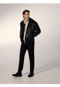 Reserved - Skórzana kurtka - czarny. Kolor: czarny. Materiał: skóra #1
