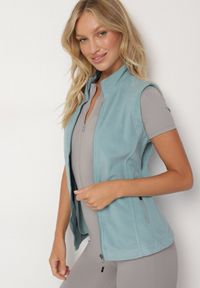 Born2be - Niebieska Kamizelka Polarowa z Bawełną Anerrise. Okazja: na co dzień. Kolor: niebieski. Materiał: polar, bawełna. Styl: casual #6