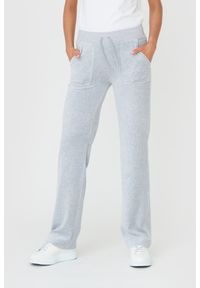Juicy Couture - JUICY COUTURE Szare damskie spodnie Del Ray, Rozmiar L. Kolor: szary. Materiał: bawełna. Wzór: haft