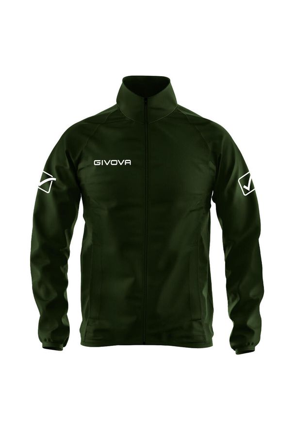 Męska Kurtka Sportowa Givova Basico - Zielona Militarna, Rozmiar M. Kolor: niebieski. Materiał: nylon. Wzór: moro. Sport: piłka nożna