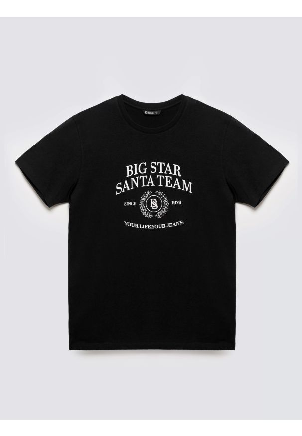 Big-Star - Koszulka męska z nadrukiem czarna Marr 906. Okazja: na co dzień. Kolor: czarny. Materiał: bawełna, dzianina, jeans. Wzór: nadruk. Styl: casual, klasyczny, wizytowy