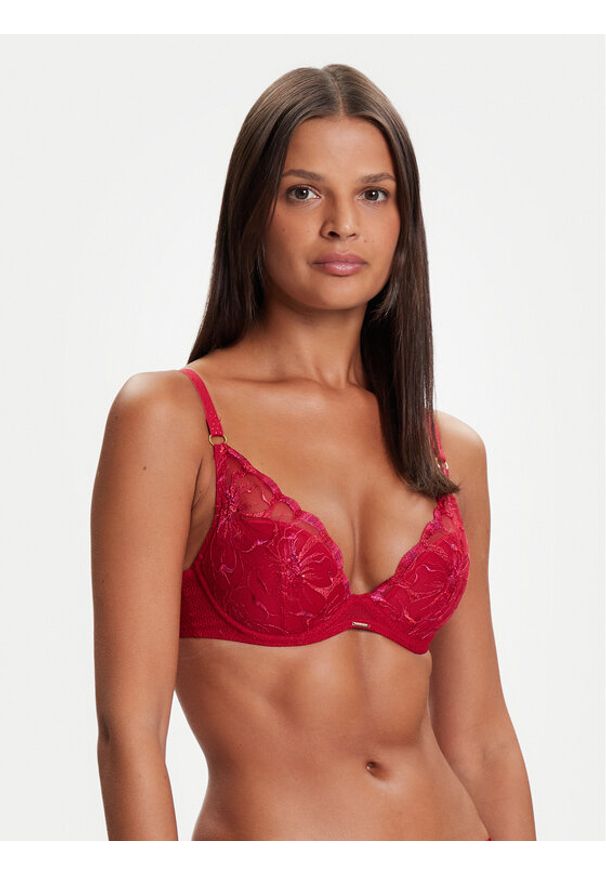 Chantelle Biustonosz z fiszbiną Fleurs C12M20 Czerwony. Kolor: czerwony. Materiał: syntetyk