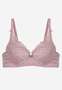 Born2be - Fioletowy Biustonosz Koronkowy z Kokardkami Themikaia. Kolor: fioletowy. Materiał: koronka #5