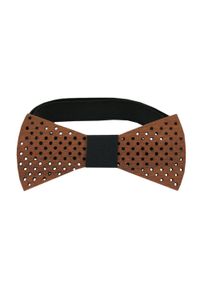 Bow Bow Ties - Mucha Drewniana w Groszki, Boho, Rustykalna, Męska, Casualowa -BOW BOW TIES. Okazja: na co dzień. Kolor: brązowy, beżowy, wielokolorowy. Materiał: guma, bawełna. Wzór: grochy. Styl: boho, casual #1