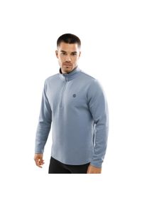 SIROKO - Męska bluza treningowa z suwakiem pod szyją Fitness Siroko Blur. Kolor: niebieski. Materiał: materiał. Długość: krótkie. Sport: fitness