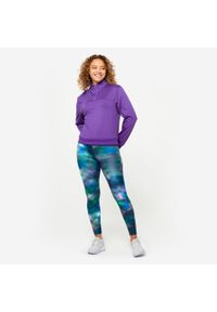 DOMYOS - Bluza damska Domyos fitness. Kolor: fioletowy. Materiał: tkanina, prążkowany, poliester, materiał, elastan. Długość: krótkie. Sport: fitness