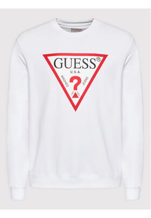 Guess Bluza Audley M2YQ37 K6ZS1 Biały Slim Fit. Kolor: biały. Materiał: bawełna