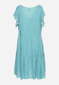 Born2be - Zielona Bawełniana Sukienka o Rozkloszowanym Kroju w Kropki Giavina. Okazja: na co dzień. Kolor: zielony. Materiał: bawełna. Wzór: kropki. Typ sukienki: sportowe, rozkloszowane. Styl: casual, sportowy #5