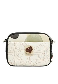 Biało-Pomarańczowa Torebka Damska Anekke Edycja Limitowana. Kolor: biały. Wzór: nadruk. Dodatki: z breloczkiem. Styl: elegancki, casual. Rodzaj torebki: na ramię #2