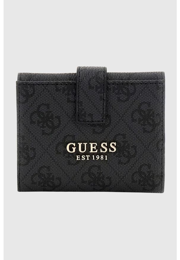 Guess - GUESS Czarny portfel damski Laurel. Kolor: czarny. Materiał: skóra ekologiczna