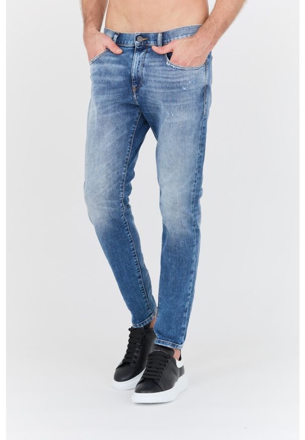 Diesel - DIESEL Niebieski jeansy D-Struktslim jeans. Kolor: niebieski