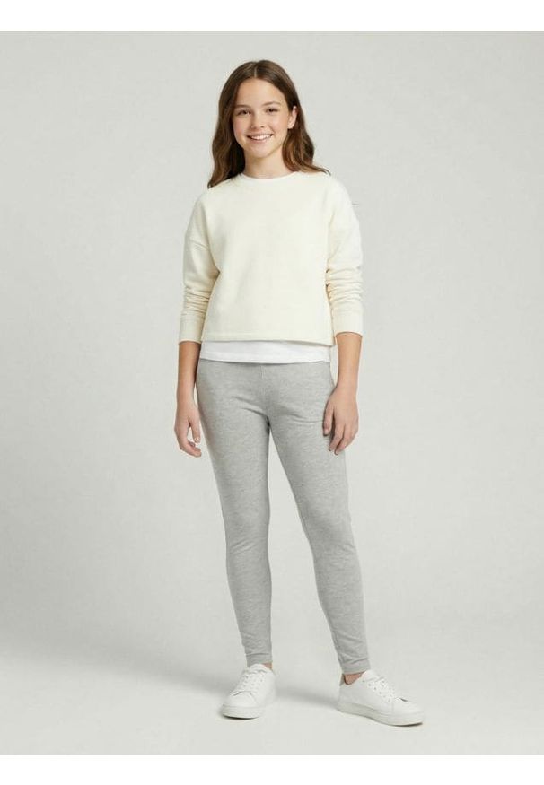 Sinsay - Bawełniane legginsy basic - szary. Kolor: szary. Materiał: bawełna