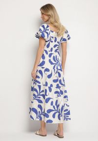 Born2be - Niebieska Rozkloszowana Sukienka z Elastyczną Górą i Bufiastymi Rękawami Orrivene. Okazja: na co dzień. Typ kołnierza: dekolt kwadratowy. Kolor: niebieski. Typ sukienki: proste. Styl: casual, elegancki #5