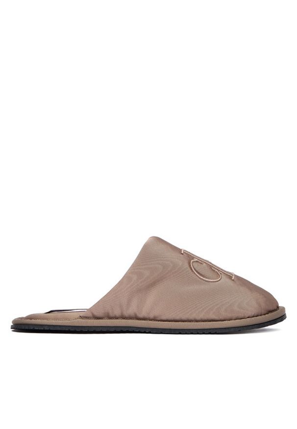 Calvin Klein Jeans Kapcie Slipper Satin Moire YW0YW02053 Beżowy. Kolor: beżowy. Materiał: materiał