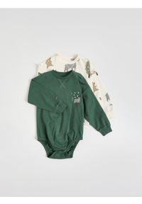 Reserved - Świąteczne body 2 pack - zielony. Kolor: zielony. Materiał: dzianina, bawełna