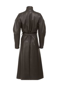 ANIA KUCZYŃSKA - Skórzany płaszcz z wiązaniem Stella. Kolor: czarny. Styl: elegancki #3