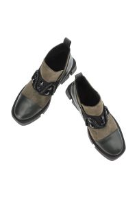 Zielone Eleganckie Botki Damskie Armodo. Kolor: zielony. Materiał: jeans, materiał, skóra. Sezon: jesień. Styl: elegancki