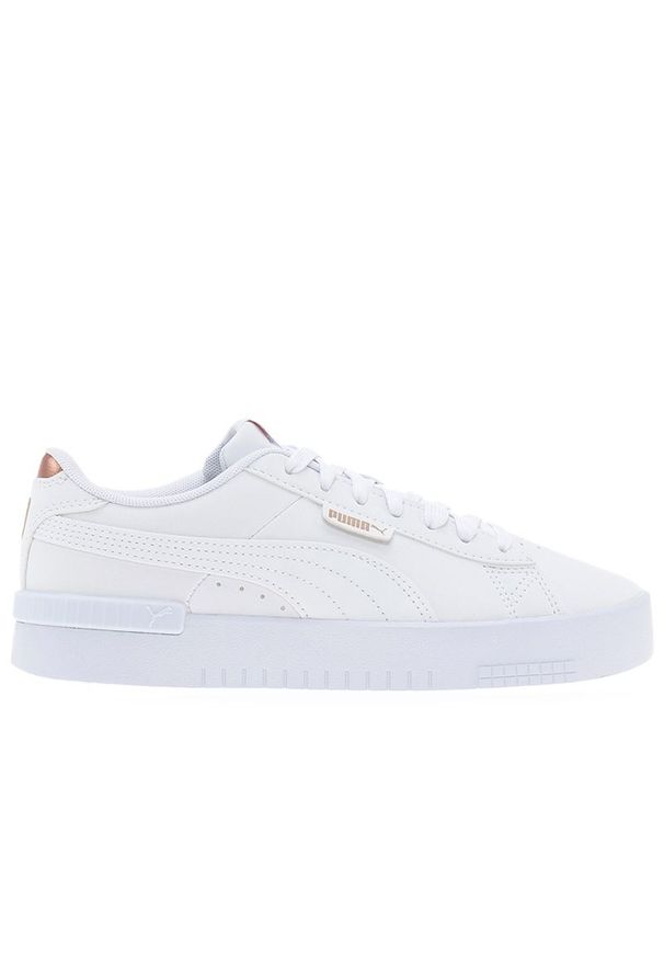 Buty Puma Jada Renew Nubuck 39113301 - białe. Okazja: na co dzień. Wysokość cholewki: przed kostkę. Zapięcie: pasek. Kolor: biały. Materiał: nubuk. Szerokość cholewki: normalna. Wzór: paski. Sezon: jesień