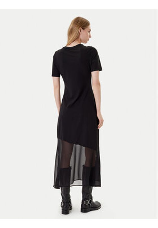 DKNY Sukienka codzienna P5GDFCNA Czarny Regular Fit. Okazja: na co dzień. Kolor: czarny. Materiał: syntetyk. Typ sukienki: proste. Styl: casual