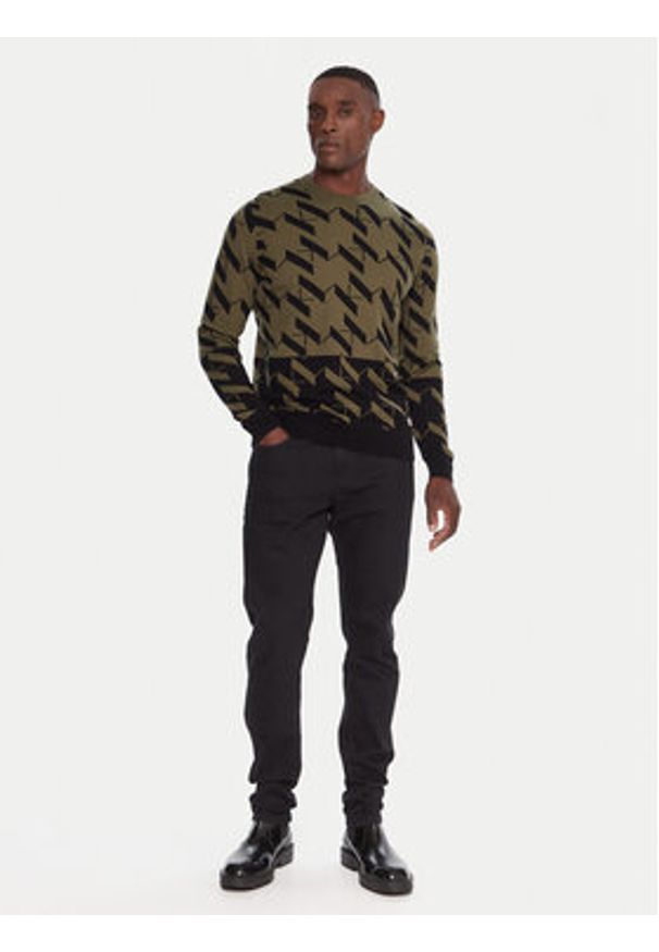 Karl Lagerfeld - KARL LAGERFELD Sweter 655022 554305 Zielony Regular Fit. Typ kołnierza: dekolt w karo. Kolor: zielony. Materiał: bawełna