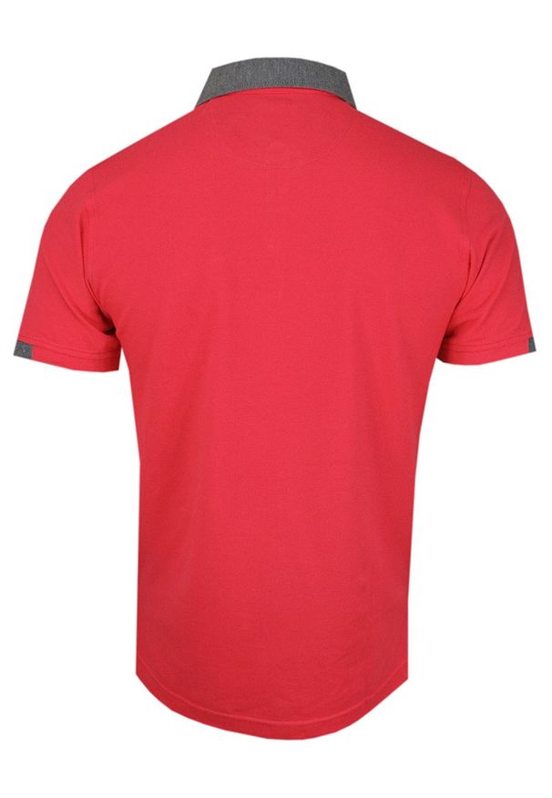 Różowy t-shirt Ranir krótki, elegancki, polo, z krótkim rękawem