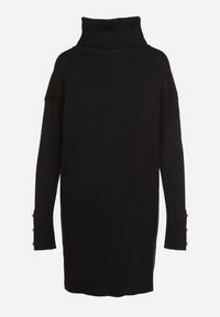 Born2be - Czarna Sukienka z Golfem Bawełną i Wełną Ozdobiona Guzikami Ilathor. Okazja: na co dzień. Typ kołnierza: golf. Kolor: czarny. Materiał: wełna, bawełna. Długość rękawa: długi rękaw. Wzór: aplikacja. Typ sukienki: proste. Styl: klasyczny, casual, elegancki #2