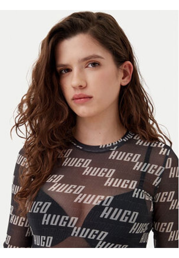 Hugo - HUGO Longsleeve 50534837 Czarny Slim Fit. Kolor: czarny. Materiał: syntetyk. Długość rękawa: długi rękaw