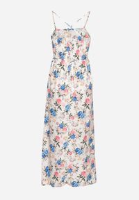 Born2be - Niebieska Sukienka z Wiskozą o Rozkloszowanym Kroju w Kwiaty Nalorene. Okazja: na co dzień. Typ kołnierza: dekolt kwadratowy. Kolor: niebieski. Materiał: wiskoza. Długość rękawa: na ramiączkach. Wzór: kwiaty. Typ sukienki: rozkloszowane. Styl: casual, elegancki #3