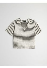 Sinsay - Bluzka w paski z kołnierzykiem z bawełną - wielobarwny. Materiał: bawełna. Wzór: paski #1