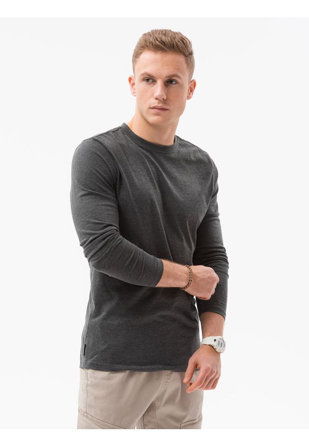 Ombre Clothing - Zestaw longsleeve męski z długim rękawem 2-pak - mix V2 Z43 - XXL. Kolor: czarny. Materiał: bawełna, materiał, skóra. Długość rękawa: długi rękaw. Długość: długie. Wzór: aplikacja, gładki, jednolity