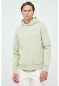 Calvin Klein bluza męska kolor zielony z kapturem gładka. Typ kołnierza: kaptur. Kolor: zielony. Materiał: dzianina. Wzór: gładki