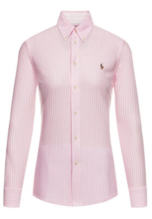 Polo Ralph Lauren Koszula Oxford 211664416 Różowy Slim Fit. Typ kołnierza: polo. Kolor: różowy. Materiał: bawełna