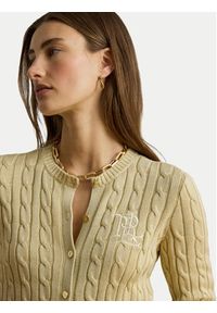 Lauren Ralph Lauren - LAUREN RALPH LAUREN Kardigan Cable 200P14040501 Beżowy Regular Fit. Kolor: beżowy. Materiał: bawełna #6