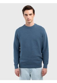 Big-Star - Sweter męski bawełniany niebieski Raidat 402. Okazja: na spacer. Kolor: niebieski. Materiał: bawełna. Sezon: lato. Styl: klasyczny, wizytowy #4
