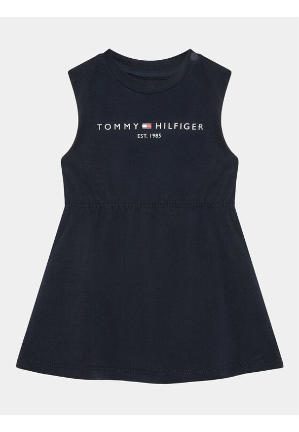 TOMMY HILFIGER - Tommy Hilfiger Sukienka codzienna KN0KN01625 Granatowy Regular Fit. Okazja: na co dzień. Kolor: niebieski. Materiał: bawełna. Typ sukienki: proste. Styl: casual