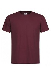Stedman - Bordowy Bawełniany T-Shirt Męski Bez Nadruku -STEDMAN- Koszulka, Krótki Rękaw, Basic, U-neck. Okazja: na co dzień. Kolor: czerwony. Materiał: bawełna. Długość rękawa: krótki rękaw. Długość: krótkie. Styl: casual #1